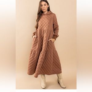 Quilted Maxi Dress with Hoodie